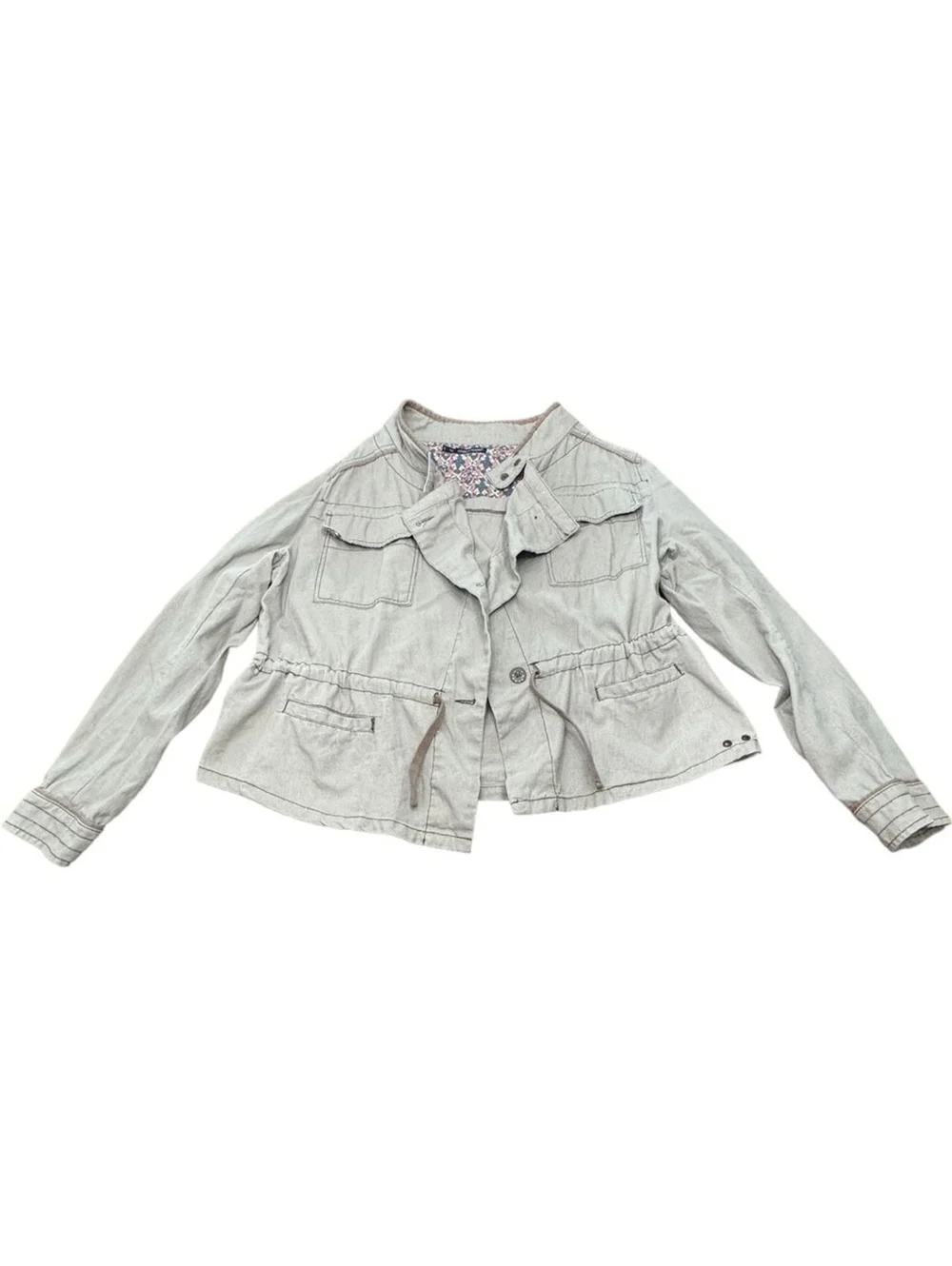 Maurices Khaki Button Linen Blend Jacket Cinch Waist Plus Size Women’s Size 1X